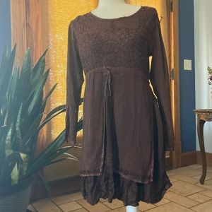 Raaga, brown, embroidered, fairy top/dress 
Size (says free size/fits S/M